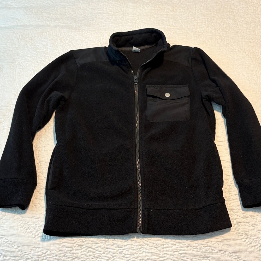 Boys Old Navy Black Fleece Jacket size Large youth 10-12